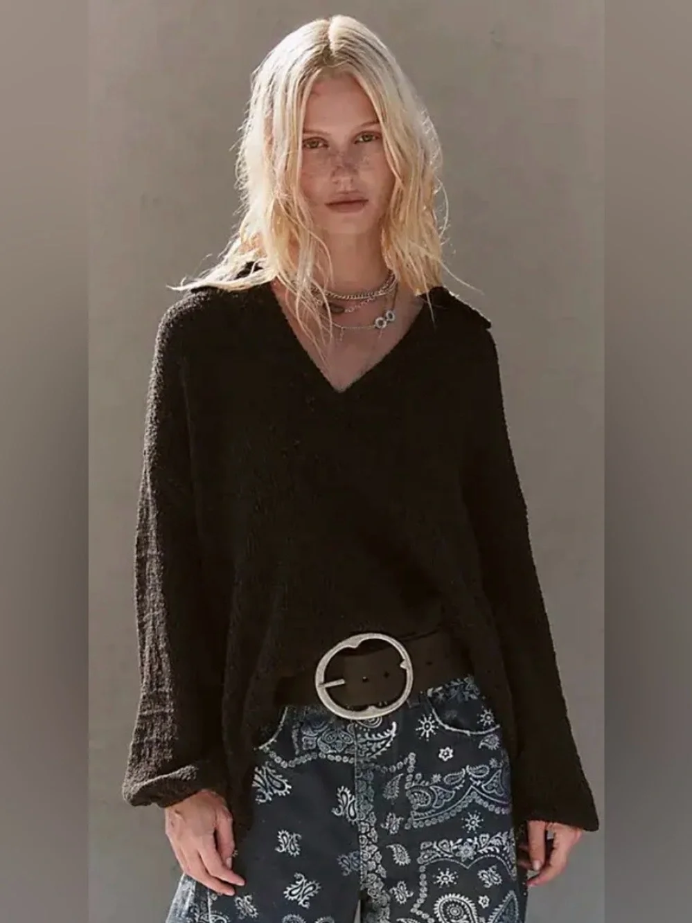NWT FREE PEOPLE FREE EST REN SWEATER PULLOVER BLACK XS